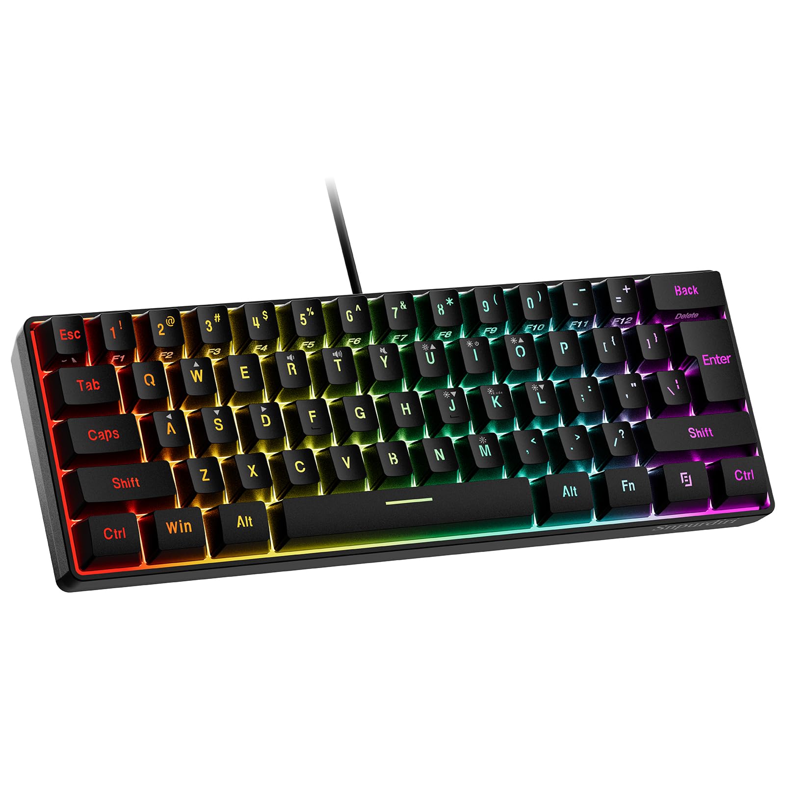Amazon.com: Snpurdiri 60% Wired Gaming Keyboard, RGB Backlit Ultra